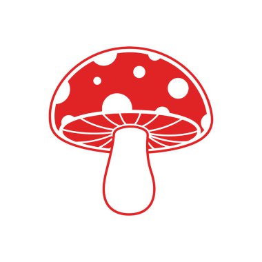 Kırmızı Benekli Mantar Simgesi Vektör İllüstrasyonu