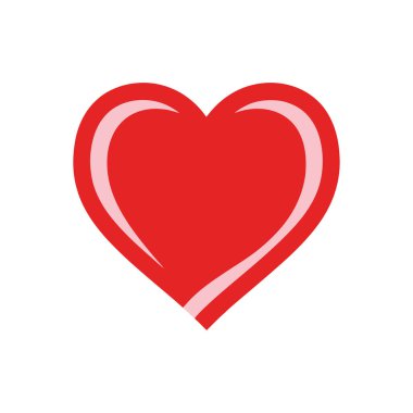 Pembe çizgili kırmızı bir kalp şekli, basit ve temiz bir tasarım. Kalp sevginin ve sevginin sembolüdür..