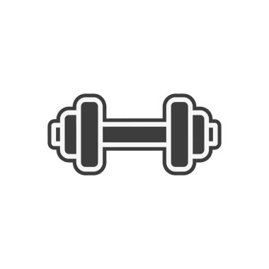 Açık gri çizgili koyu gri bir dambıl simgesi, fitness ile ilgili tasarımlar için uygun..