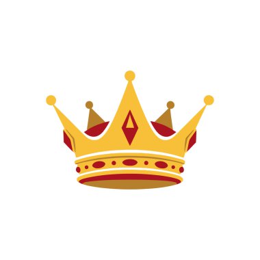 Kırmızı yakutlu altın bir taç, kürelerle kaplı sivri kuleler ve merkezi kırmızı elmas bir mücevher..