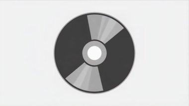 Bir CD diskin dönüşünün basit bir animasyonu, yansıtıcı yüzeyini veri tarafından parlayan ışıkla gösteriyor..