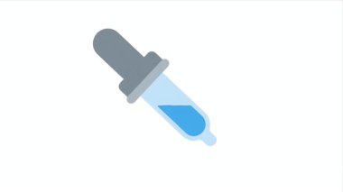 Mavi sıvıyla dolu, beyaz arka planda izole edilmiş, bilim ve tıbbı sembolize eden bir damlatıcının yakın çekimi..