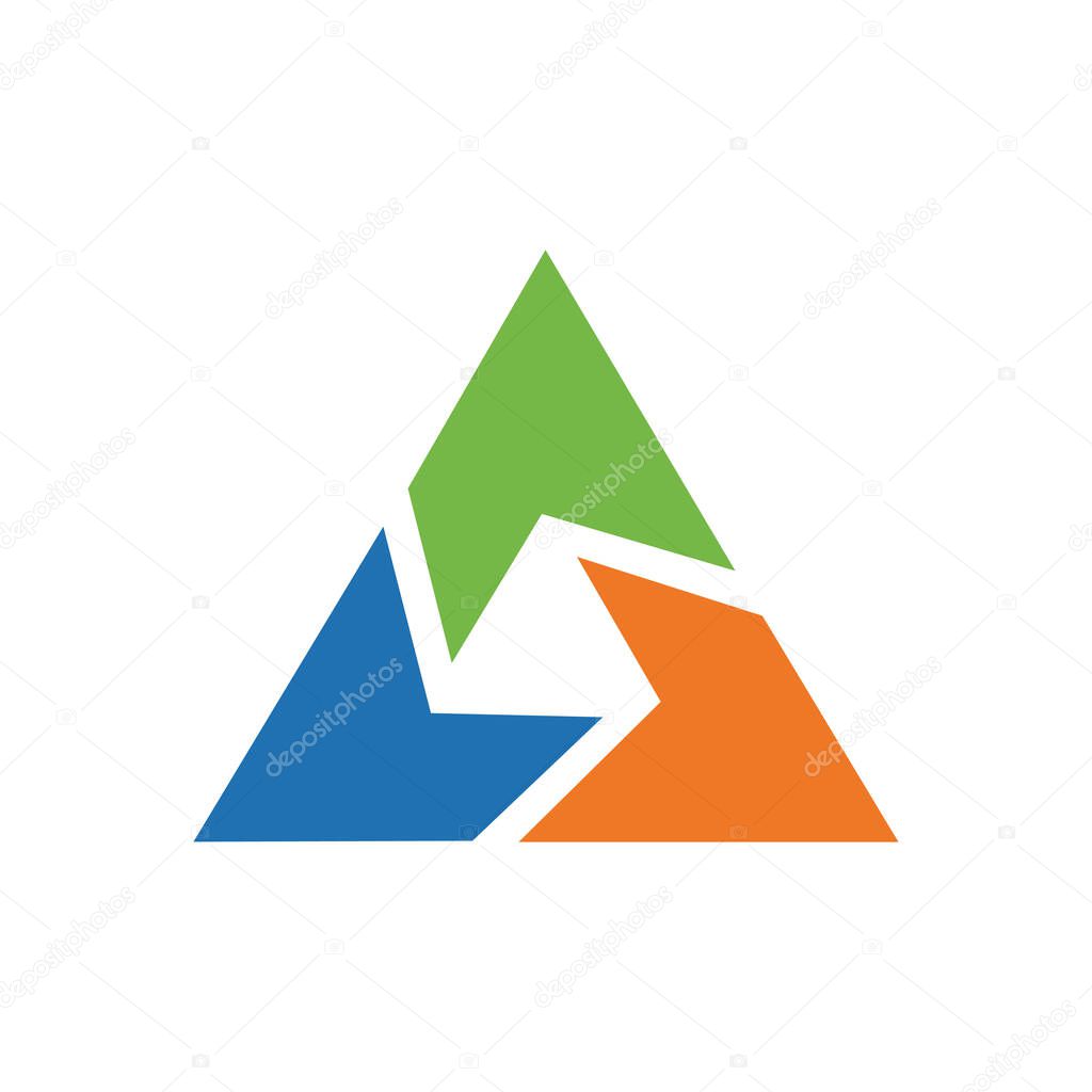 A colorful triangle logo with green, blue, and orange segments, creating a dynamic and modern design suitable for various business or environmental themes.