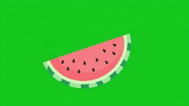 Canlı yeşil bir ekranda sulu bir karpuz dilimi. Yaz temalı projeler ve sağlıklı beslenme içeriği için mükemmel..