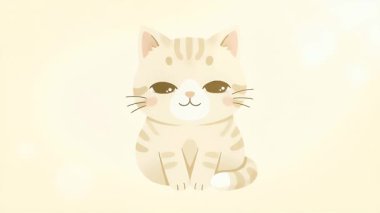 Hoş bir çizgi film kedisinin hoş bir çizimi. Huzur içinde oturuyor. Evcil hayvan içeriği için mükemmel..