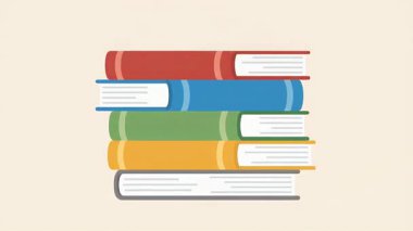 Eğitimi, bilgiyi ve okumanın zevkini temsil eden canlı bir kitap yığını. Eğitimsel içerik ve okur yazarlığı desteklemek için mükemmel.