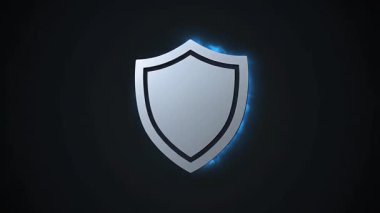 Çevrimiçi güvenlik ve veri korumasını temsil eden dijital bir kalkan. Siber güvenlik ve gizlilik temaları için mükemmel.