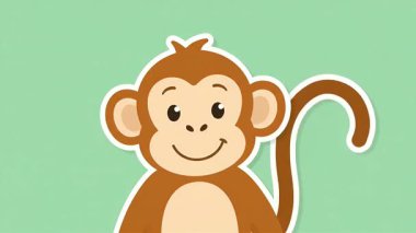 Mutlu bir çizgi film maymunu için basit ve büyüleyici bir vektör çizimi. Bu arkadaş canlısı primat karakteri çocuk tasarımları, çıkartmalar ya da eğitim malzemeleri için mükemmeldir..