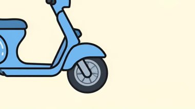 Mavi scooter 'ın basit bir düz tasarım çizimi, seyahat ve ulaşım temaları için mükemmel..