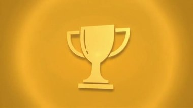 Sarı arkaplandaki altın kupa grafiği. Bu simge kazanmayı, başarıyı, birinci olmayı ve şampiyonluk zaferini kutlamayı temsil ediyor..