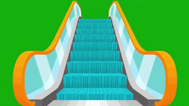 Yeşil ekran arkaplanındaki hareketli yürüyen merdiven görsel efekt ve hareket grafik projelerinize hareket eklemek için mükemmel.