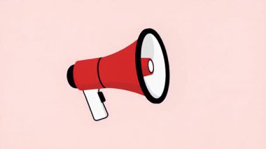 Pembe arka planda kırmızı bir megafon çizimi, duyurular ve promosyonlar için mükemmel..