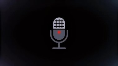 Ses kaydı ve iletişim teknolojisini sembolize eden karanlık bir arkaplan karşısında minimalist bir mikrofon simgesi.
