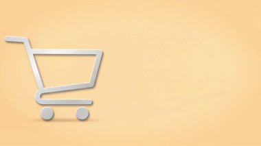 Şeftali arkaplanlı animasyon alışveriş arabası ikonu, e-ticaret promosyonları ve online alışveriş videoları için mükemmel..