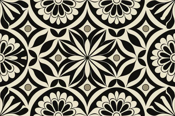 Geometrik siyah ve beyaz desenli çiçek motifi tasarımı.