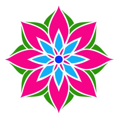 Çiçek sembolleri tek bir mandala çizimi tasarlıyor..