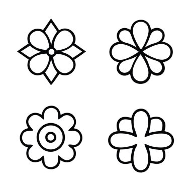 Çiçek sembolleri her bir biçim ikon vektör illüstrasyonundan bir ızgara dizayn eder.