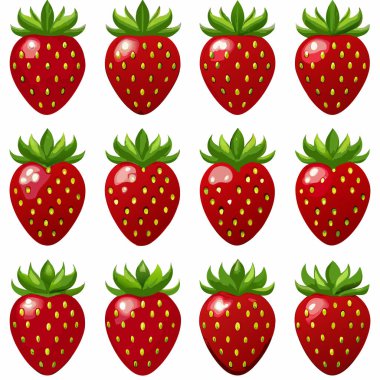 vector set of red ripe strawberries