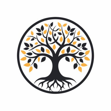 Güzel ağaç ve yapraklar logo tasarım vektör şablonu.