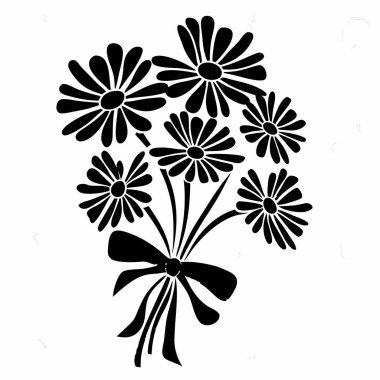 Beyaz arka planda siyah beyaz çiçekler. vektör illüstrasyonu.