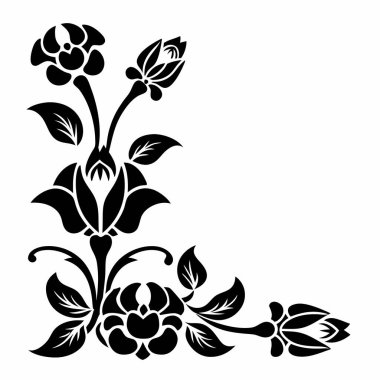 Tasarım için vektör çiçek süsü. siyah ve beyaz