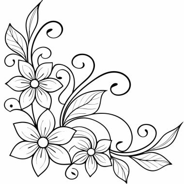 Vektör çiçek süsü. El çizimi çiçek tasarımı ögesi