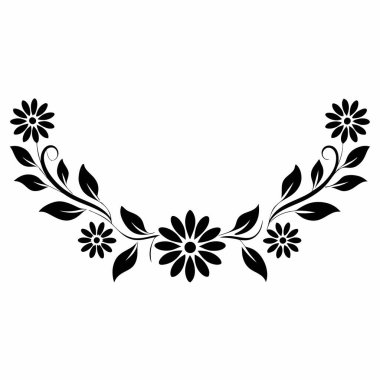 Yaprak ve çiçekli dekoratif tasarım, illüstrasyon