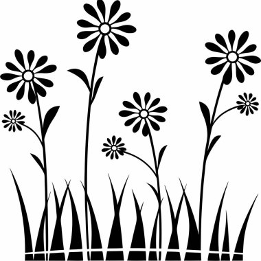 çiçekler ve çim vektör arkaplanı