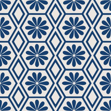 Kusursuz mavi ve beyaz soyut geometrik desen. vektör illüstrasyonu