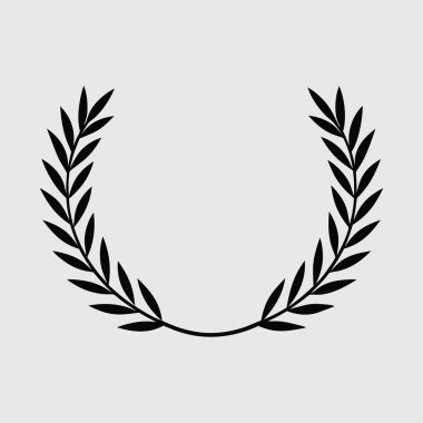 Defne çelengi vektör ikonu. Düz siyah çizim. grafik ve web tasarımı için beyaz arkaplan.