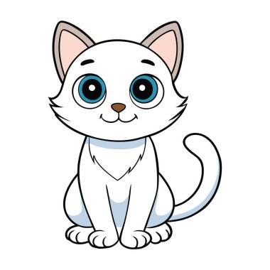 Çizgi film kedisi büyük gözlü, vektör kedi tasarımı.