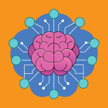 Yapay zeka tasarımı. Beyin tasarımının vektör çizimi.