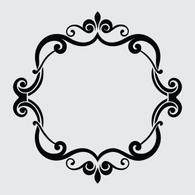 Süslemeli sınır klasik tasarımı siyah ve beyaz simge vektörü.