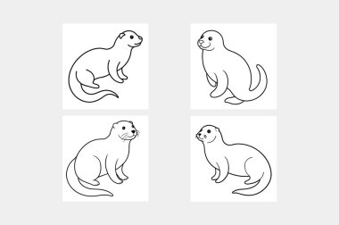 Basit su samuru şekilleri minimum simge vektörü 