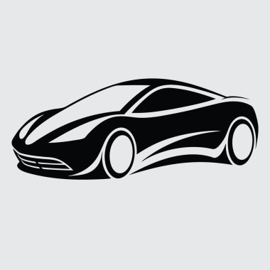 şık spor araba silueti minimalist tasarım ikon vektör tasarımı.