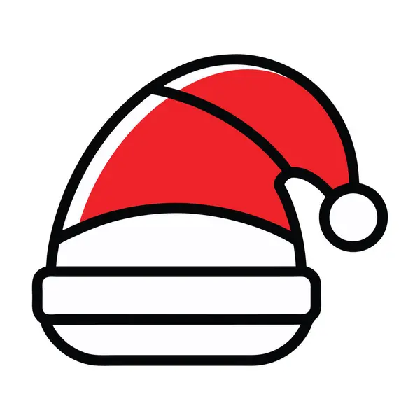 Noel Baba şapkası şirin ikon vektör illüstrasyonu.