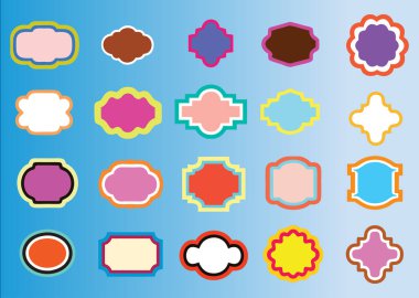 Benzersiz güzel kurdele afişi. Kurdele koleksiyonu. Renk Kurdeleleri Vektörü. Benzersiz stil çerçeve vintage etiketleri dekoratif ikon vektör çizimi.