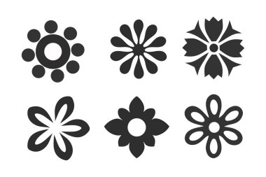 Çiçek sembolleri her ikon vektör illüstrasyonunun bir ızgarasını dizayn eder.