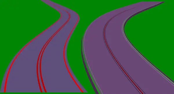 Virajlı yol kıvrımları karayolu siyah asfalt sarı resimleme.