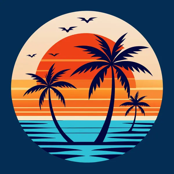 Renkli sakin tropikal tepe plaj günbatımı Hindistan cevizi ağacı yaz resimleriyle.