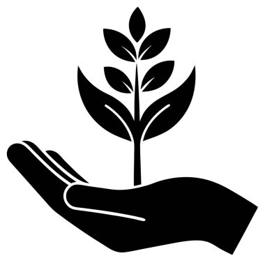 El ekolojisi bitki simgesi, ana hatlı logo tasarımı.