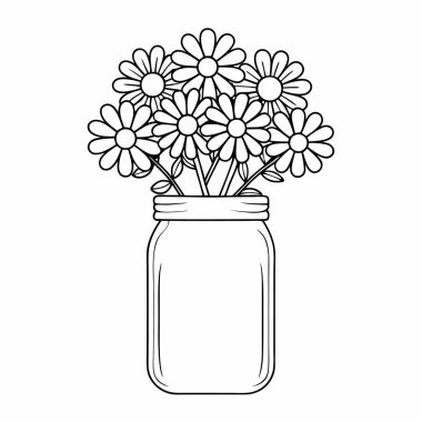 Vazo vektör çiziminin içinde saksıdaki çiçekler. özet kavanoz biçimi siluet tasarımı.