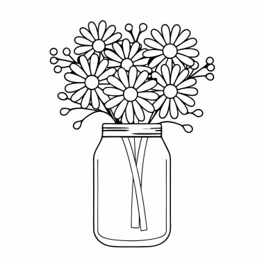 Kavanoz vektör çizimi içinde güzel çiçekler.