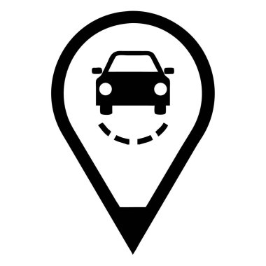 araba konumu pin simgesi katı biçim taslağı siluet tasarımı.