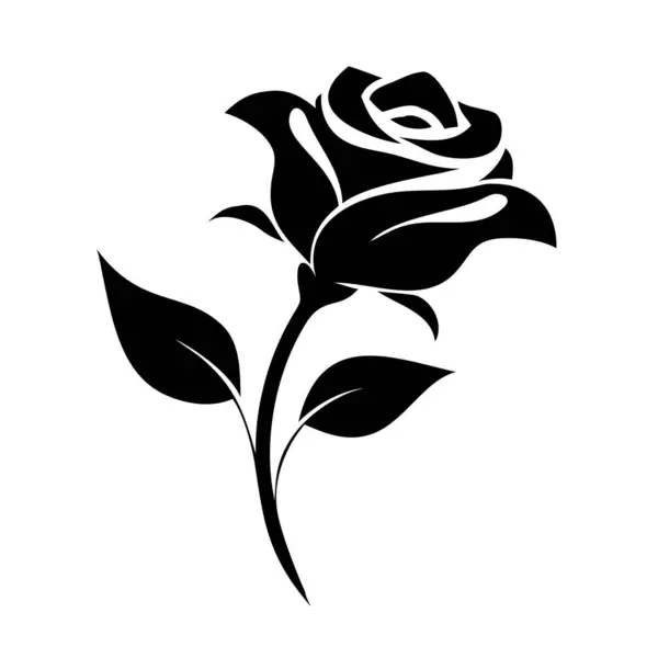 Gül ikonu vektör illüstrasyonu. izole siyah siluet tasarımı.