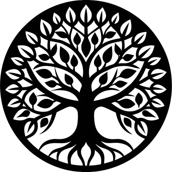 Siyah ağaç logosunun vektör çizimi.