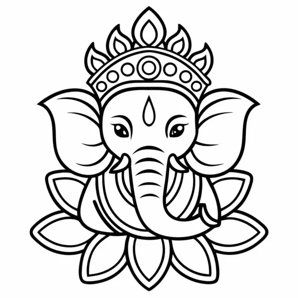 Hint Hindu Ganesh tanrı vektör çizimi siluet tasarımı.