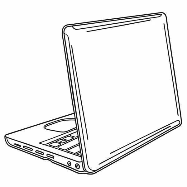 Beyaz arkaplan dizaynı üzerindeki dizüstü bilgisayarın vektör çizimi.