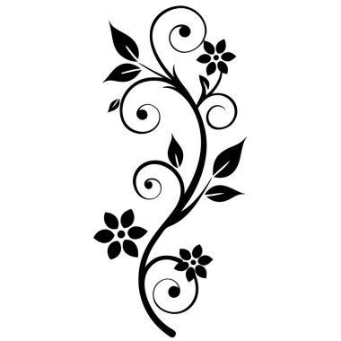 Çiçek tasarımı davetiye kartı için siyah ve beyaz zarif illüstrasyon tasarımı.