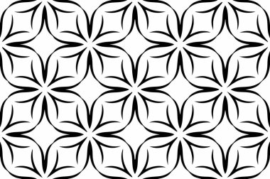 Soyut arkaplanın kusursuz deseni. Benzersiz soyut desenli siyah beyaz desenli çizimler.